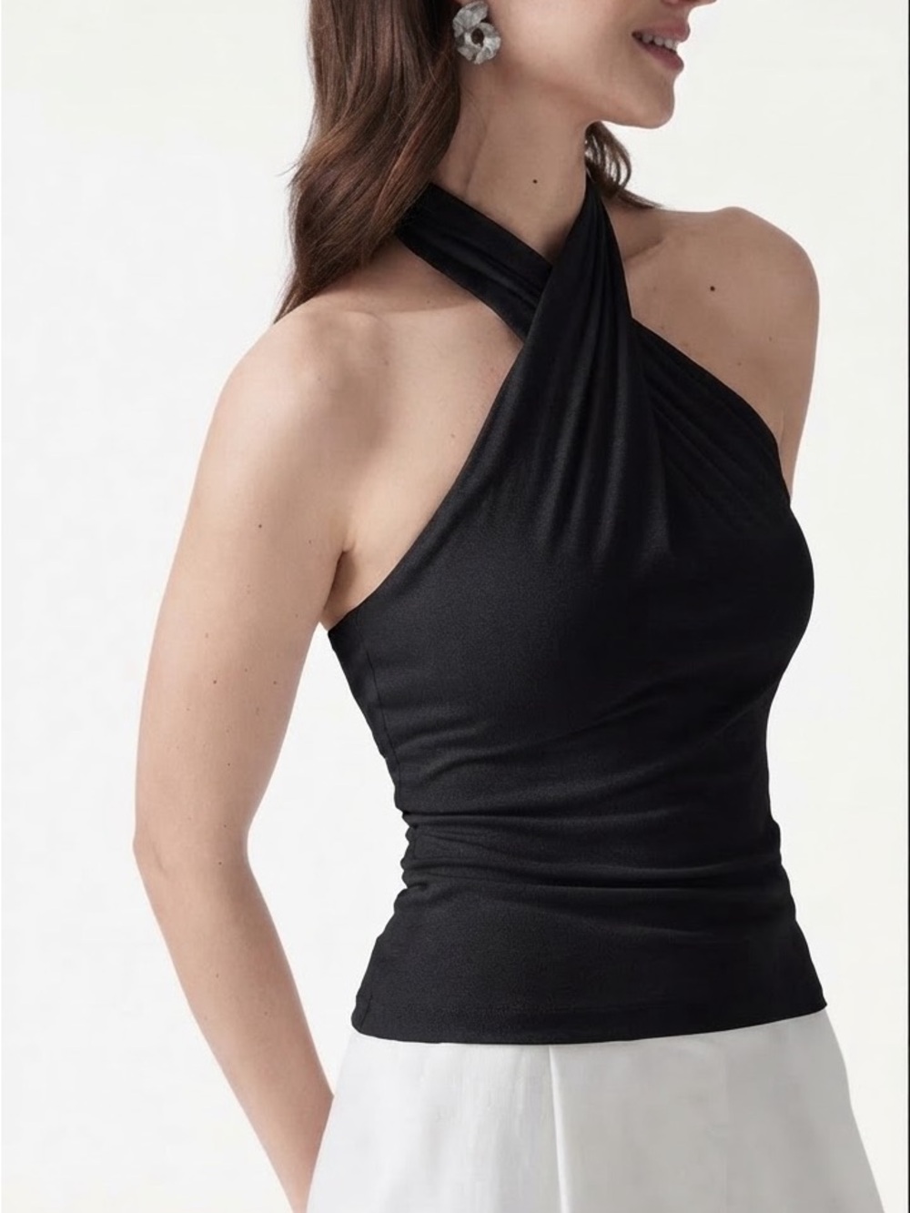 NWT OGL Criss Cross Halter Neck Going-Out Bra Top Black Size XL